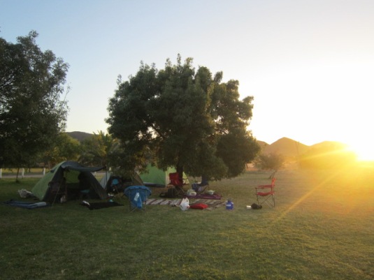 The sun was beginning to set on our campsite. 