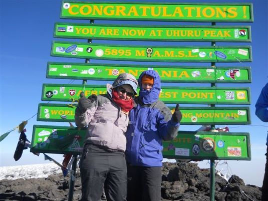 Donna and I on the summit of Kilimanjaro! 