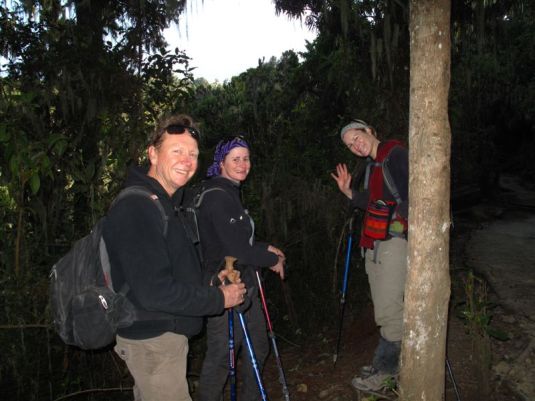 Taking one last look at the summit of Kilimanjaro behind us. Photo by Simon Bates 