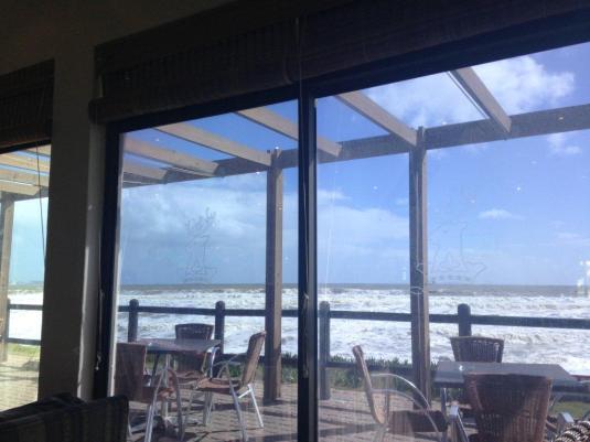 The view of the ocean from inside the clubhouse where we enjoyed a light lunch and something hot to drink.