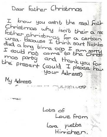 A letter from me to Father Christmas ~ the beginning of not believing! 