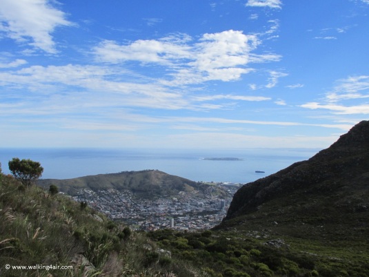 Beautiful views looking back over Signal Hill and Robben Island.