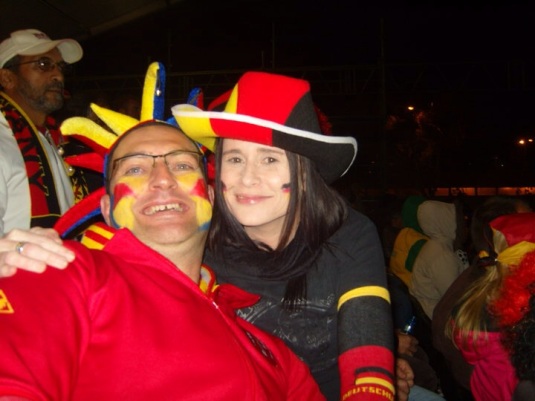 Friendly rivalry between my friend and I. He supported Spain and I, Germany! 