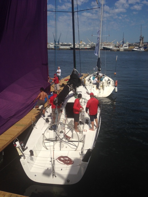 Teams drying out their spinnaker according to the guy on the PA system. 