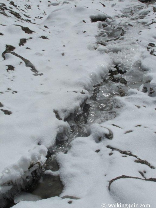 The frozen stream where we had to get our water from. Needless to say it was ice cold! 